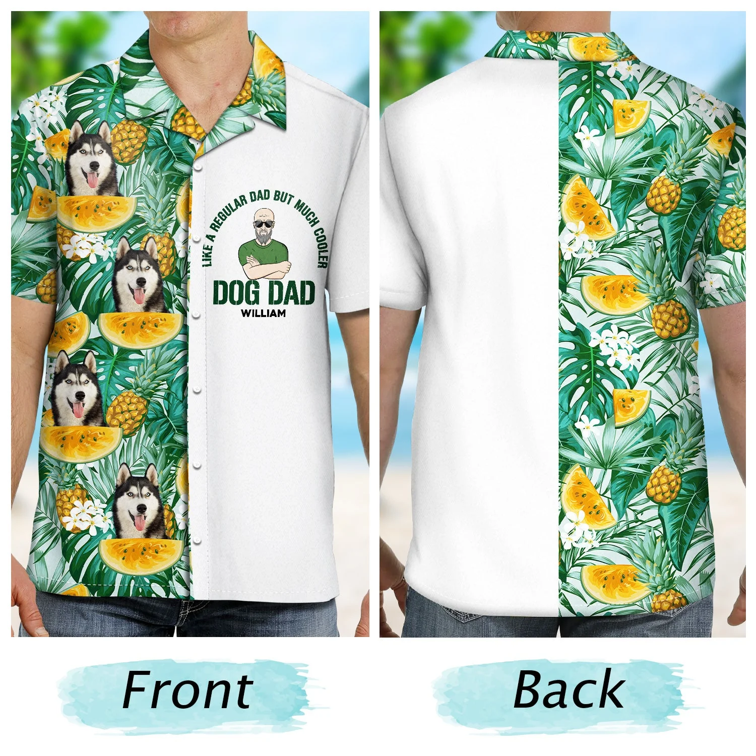 Custom Photo Dog Lovers Dog Dad Like A Regular Dad - Gift For Dog Lovers - Personalized Custom Hawaiian Shirt - Image 2
