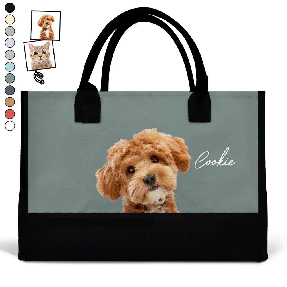 Custom Photo Dog Mom Cat Mom - Personalized Canvas Tote Bag - Image 7