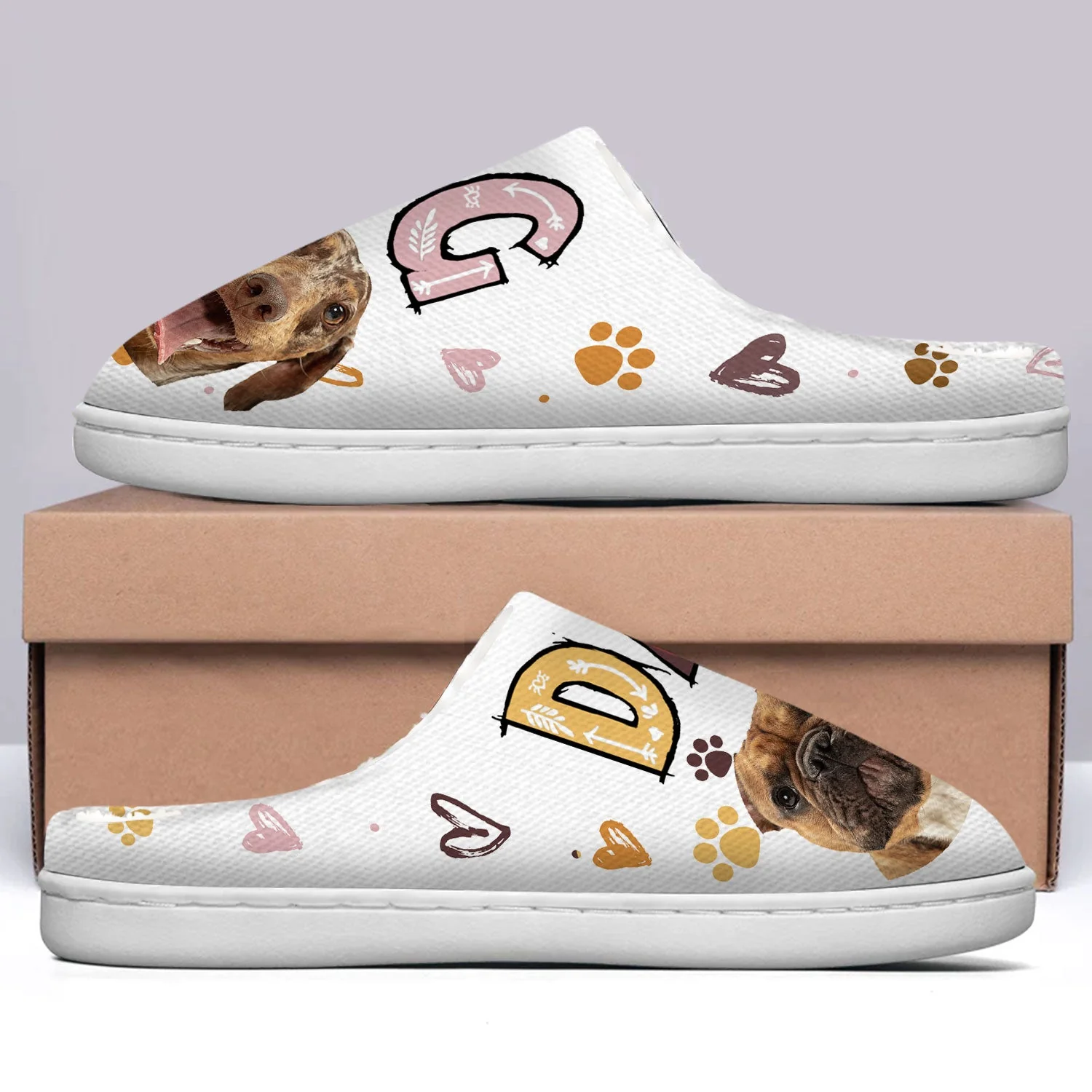 Custom Photo Dog Mom Dog Dad Cat Mom Cat Dad - Gift For Pet Lovers - Personalized Fluffy Slippers - Image 5