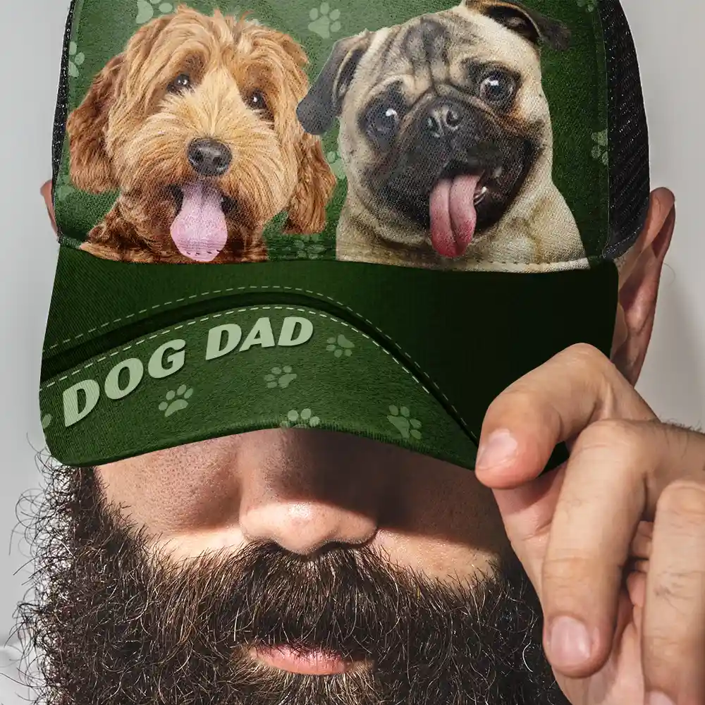 Custom Photo Dog Mom Dog Dad Cat Mom Cat Dad - Personalized Mesh-back Casual Cap - Image 4