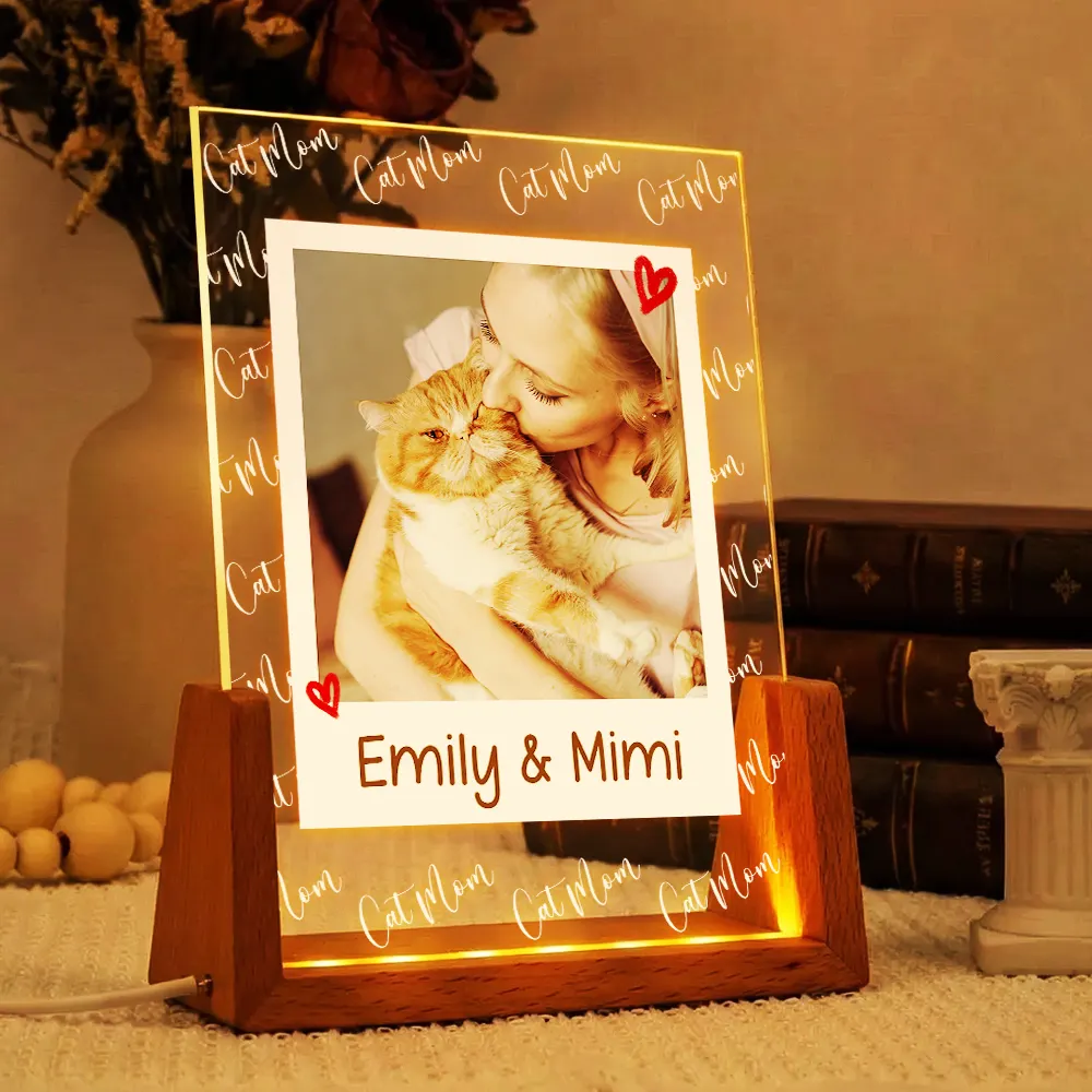 Custom Photo Dog Mom Pet Lover Polaroid Art Style - Personalized Night Light - Image 4