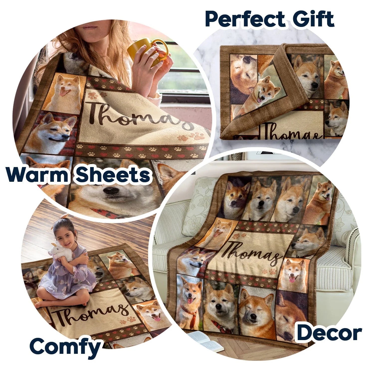 Custom Photo Dog Name And Photo - Gift For Dog Lovers - Personalized Fleece Blanket - Image 5