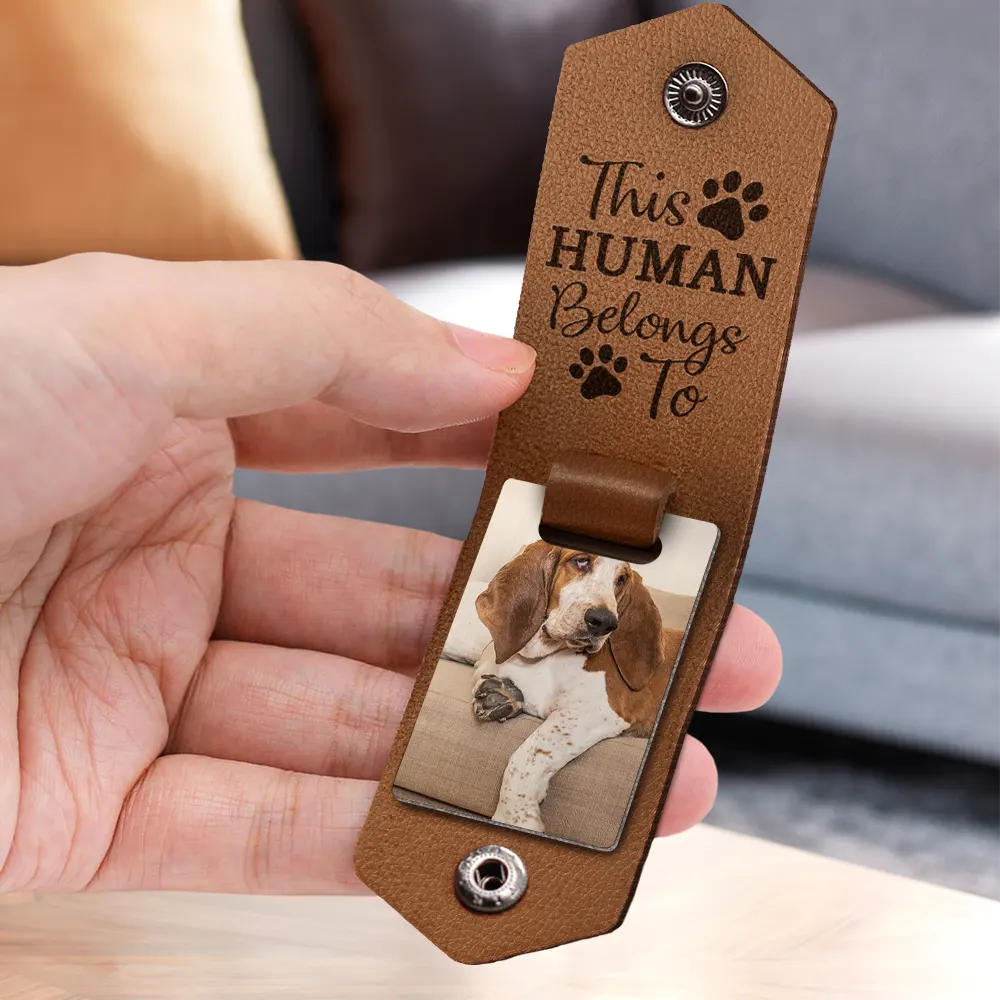 Custom Photo Dog Portrait - Gift For Pet Owners, Pet Lovers - Personalized Leather Photo Keychain - Image 3