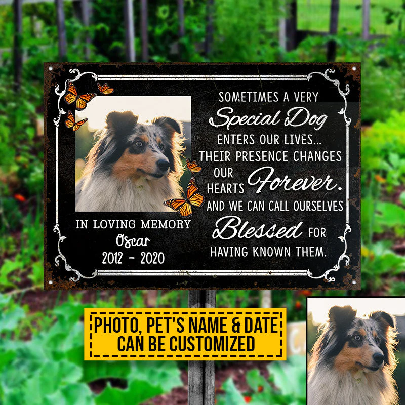 Custom Photo Dog Their Presences Change Our Hearts Photo Gift Pet Memorial Gift Custom Classic Metal Signs, Yard Sign, Pet Loss Gifts, Pet Sympathy, Dog Loss - Image 4