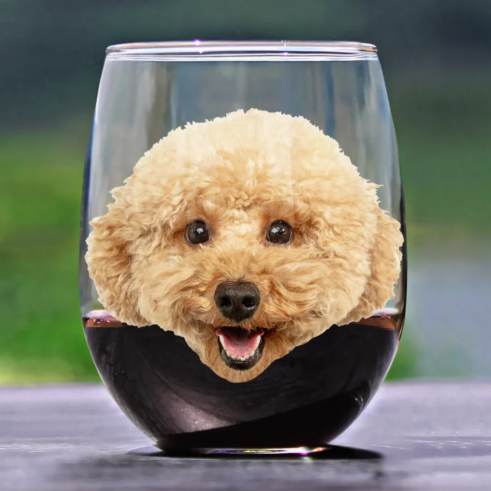 Custom Photo Dog & Wine Make Everything - Personalized Stemless Wine Glass - Image 2