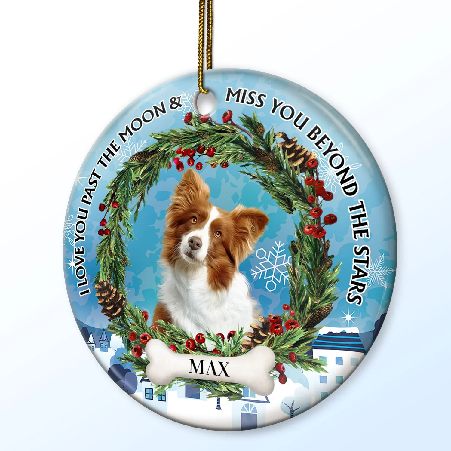 Custom Photo Dogs Cats If Love Could Have Saved You - Christmas Memorial Gift For Pet Lovers - Personalized Circle Ceramic Ornament - Image 3