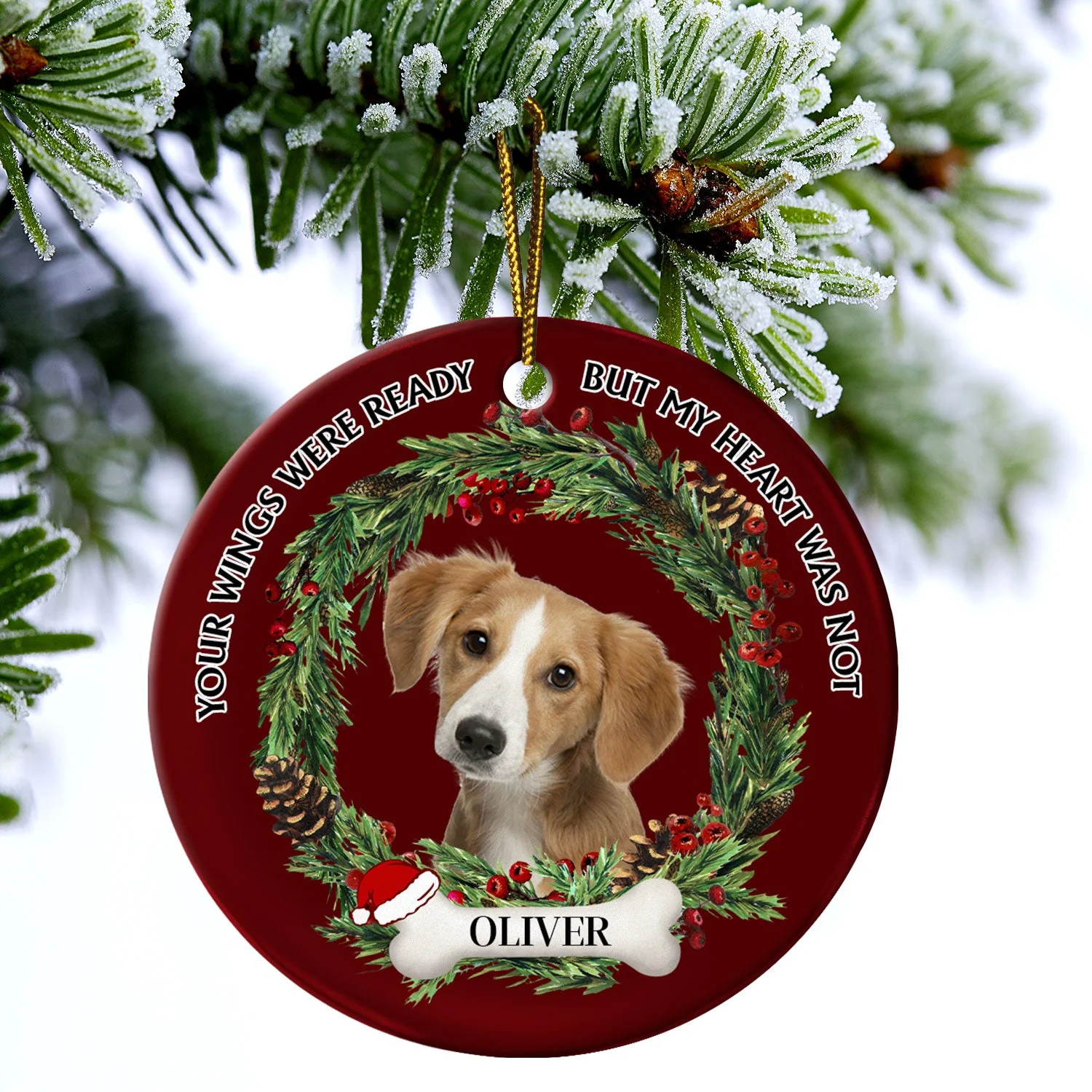 Custom Photo Dogs Cats If Love Could Have Saved You - Christmas Memorial Gift For Pet Lovers - Personalized Circle Ceramic Ornament - Image 5