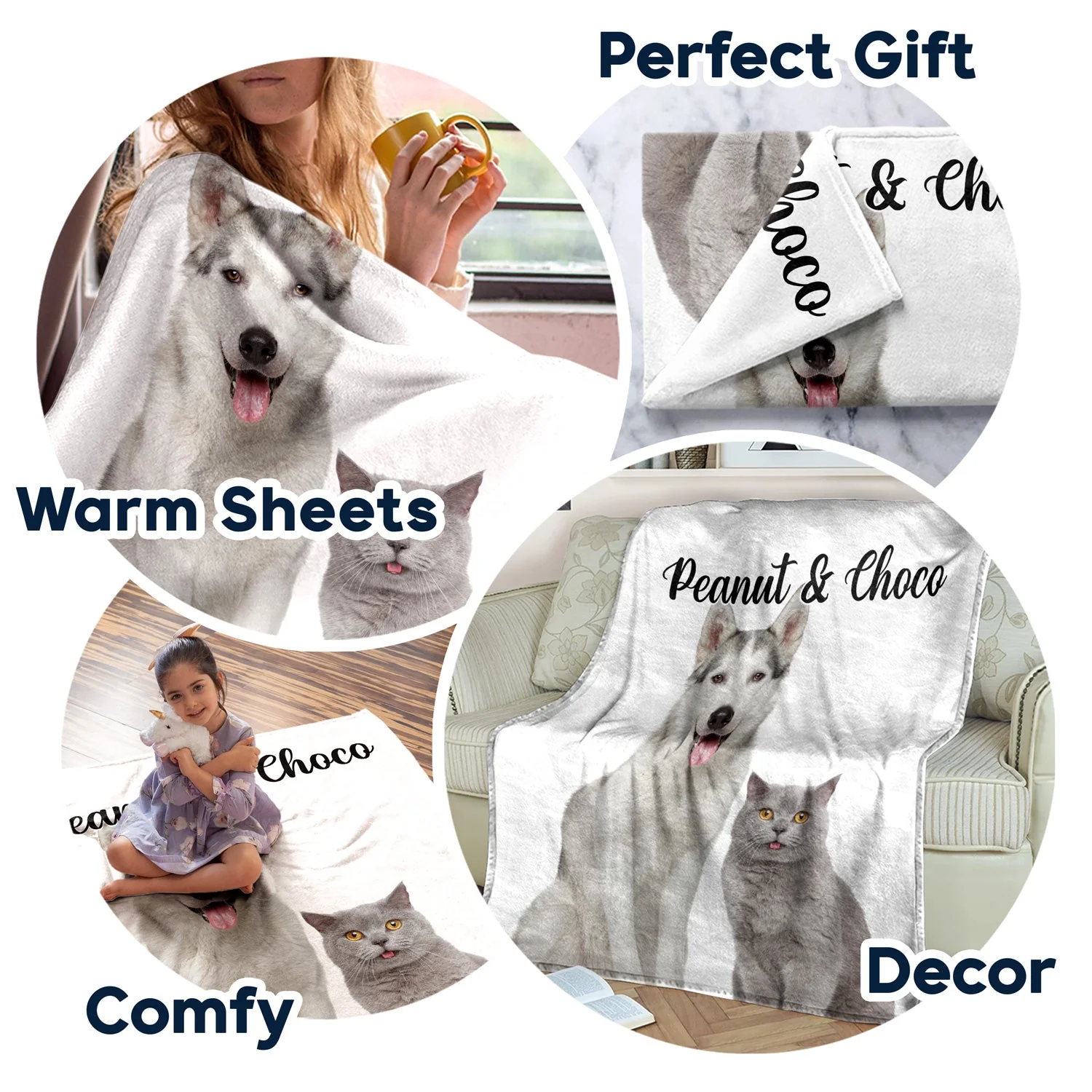Custom Photo Dogs Cats Pets - Gift For Pet Lovers, Dog Lovers, Cat Lovers - Personalized Fleece Blanket, Sherpa Blanket - Image 7