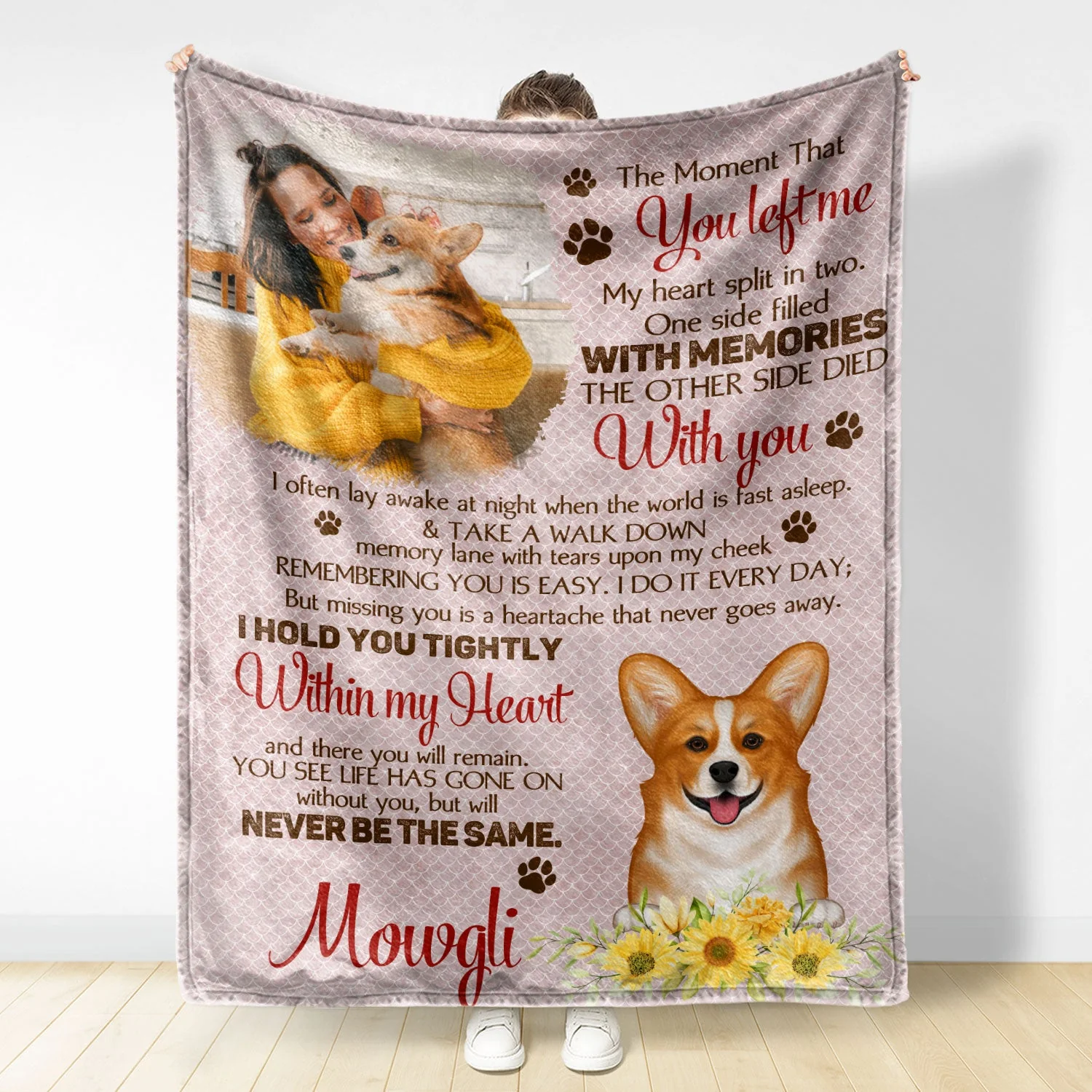 Custom Photo Don't Cry For Me I'm Okay - Dog Memorial Gift - Personalized Fleece Blanket - Image 2
