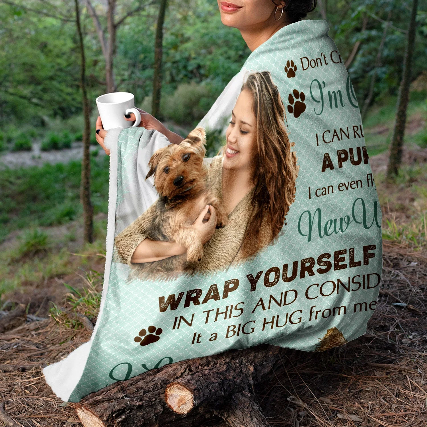 Custom Photo Don't Cry For Me I'm Okay - Dog Memorial Gift - Personalized Fleece Blanket - Image 3