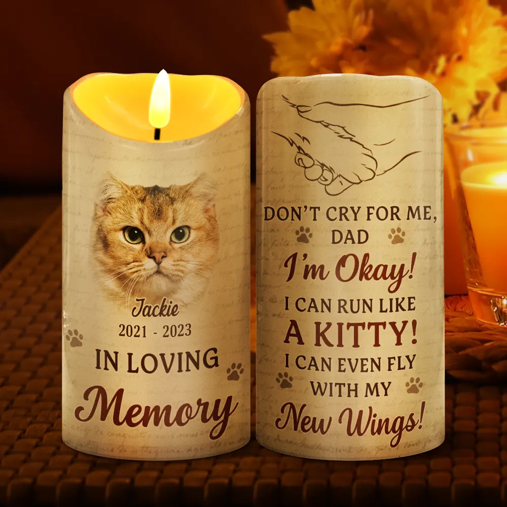 Custom Photo Don't Cry For Me I'm Okay - Personalized Flameless LED Candle - Image 3