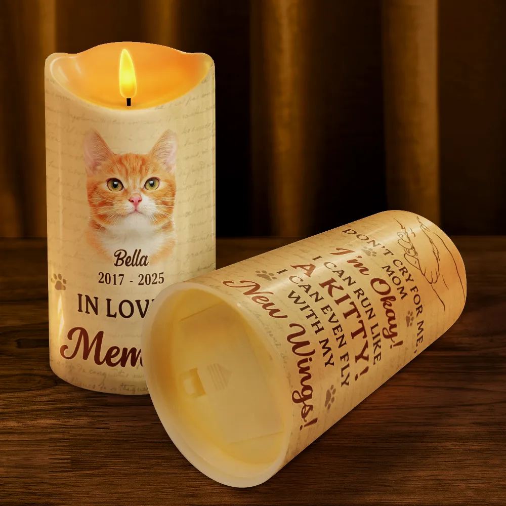 Custom Photo Don't Cry For Me I'm Okay - Personalized Flameless LED Candle - Image 5
