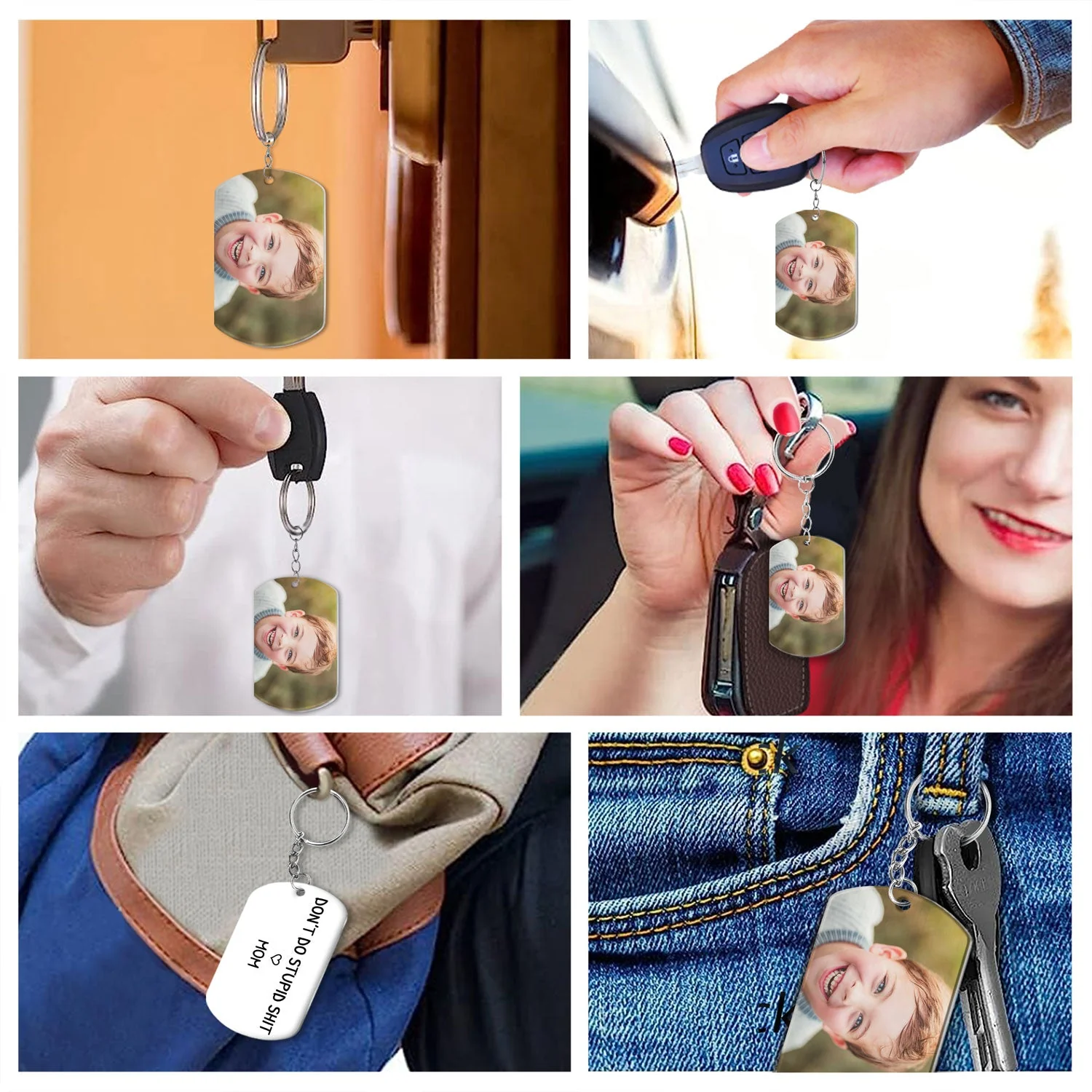 Custom Photo Don't Do Stupid - Gift From Mother, Father To Kids - Personalized Aluminum Keychain - Image 6