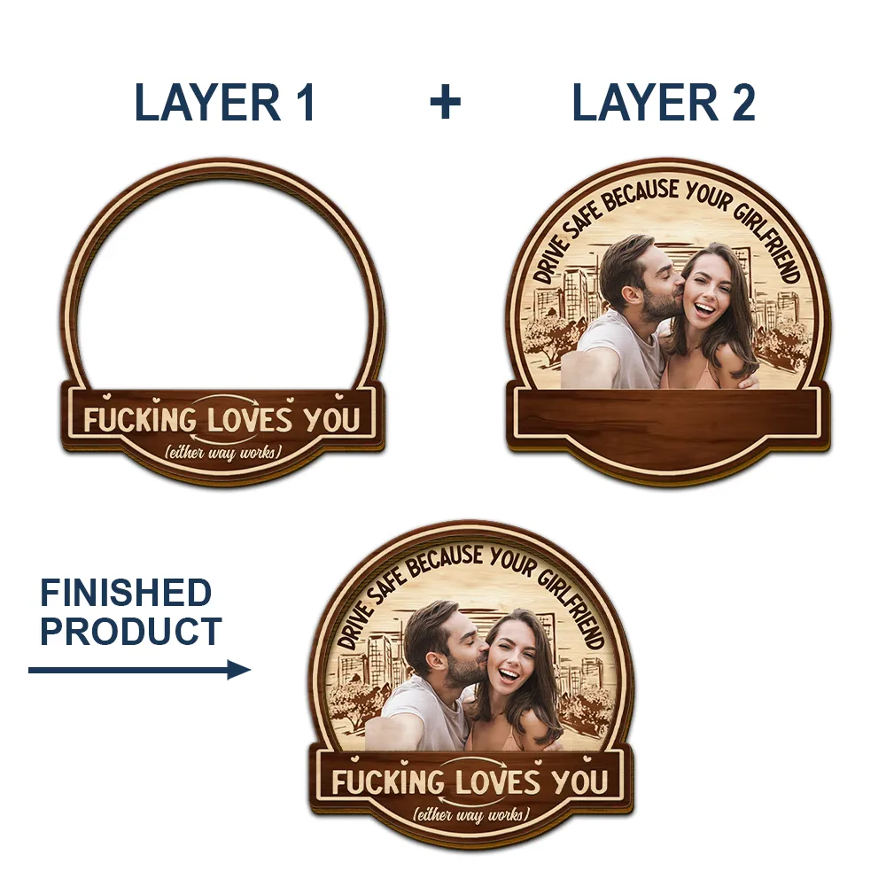 Custom Photo Drive Safe Because Your Wife Loves You - Personalized Custom Shaped Car Visor Clip - Image 6