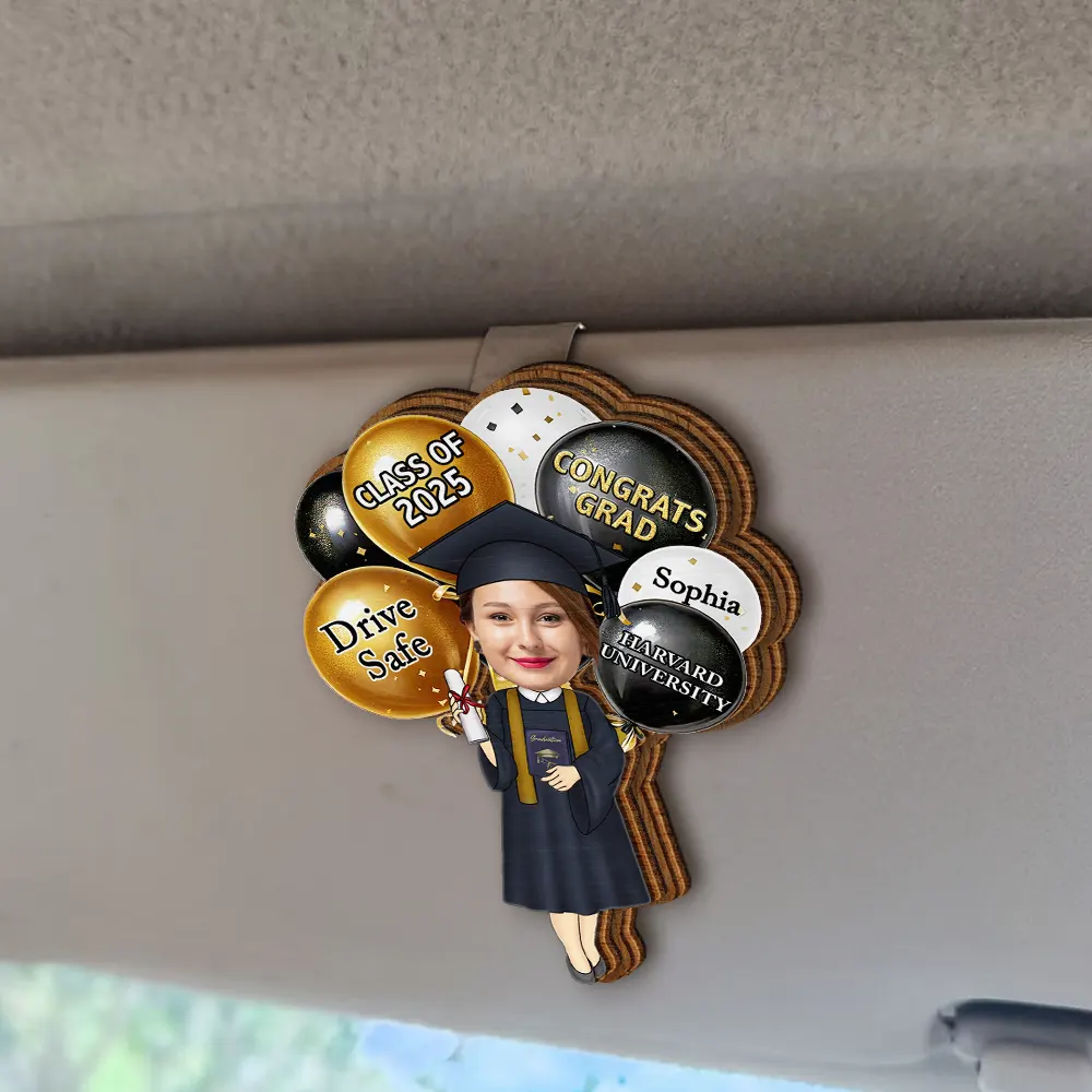 Custom Photo Drive Safe Congrats Grad - Personalized Custom Shaped Car Visor Clip - Image 3