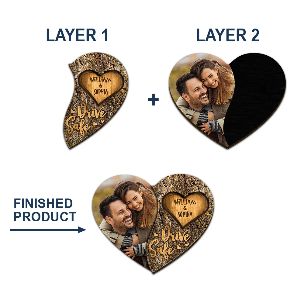 Custom Photo Drive Safe Couple Names - Personalized Custom Shaped Car Visor Clip - Image 4