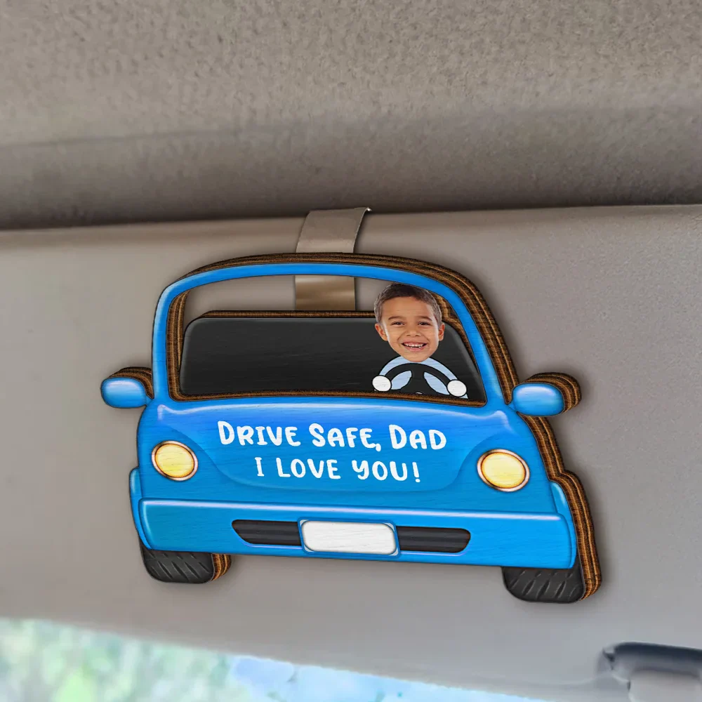 Custom Photo Drive Safe Daddy Funny Kids - Personalized Custom Shaped Car Visor Clip - Image 3