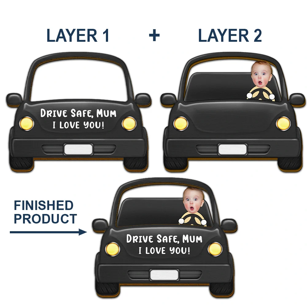 Custom Photo Drive Safe Dad Funny Kids - Personalised Custom Shaped Car Visor Clip - Image 6