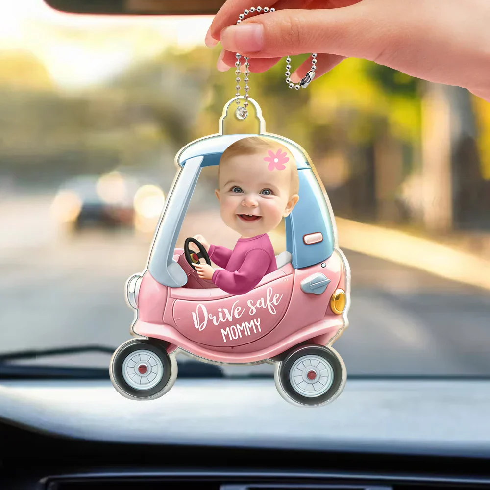 Custom Photo Drive Safe Daddy 3D Effect - Personalized Acrylic Car Hanger - Image 4