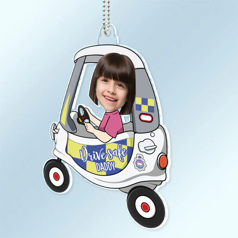 Custom Photo Drive Safe Daddy - Birthday, Loving Gift For Dad, Father, Papa, Grandpa - Personalized Acrylic Car Hanger - Image 3
