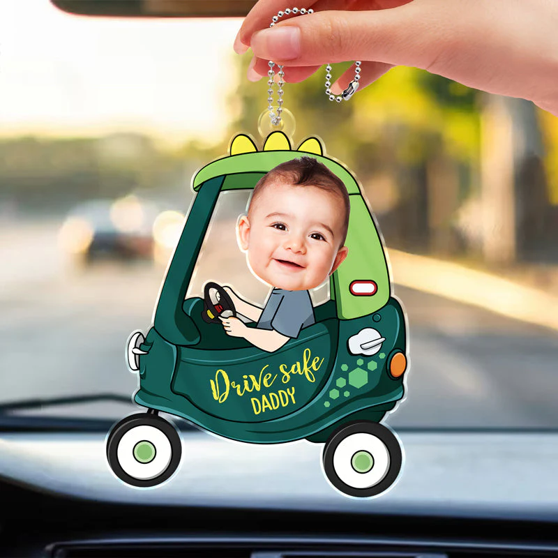 Custom Photo Drive Safe Daddy - Birthday, Loving Gift For Dad, Father, Papa, Grandpa - Personalized Acrylic Car Hanger - Image 4