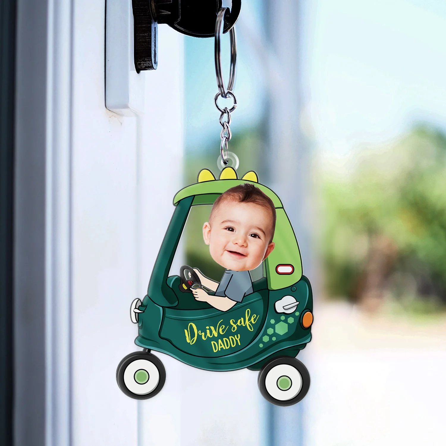 Custom Photo Drive Safe Daddy - Birthday, Loving Gift For Dad, Father, Papa, Grandpa - Personalized Acrylic Keychain - Image 4