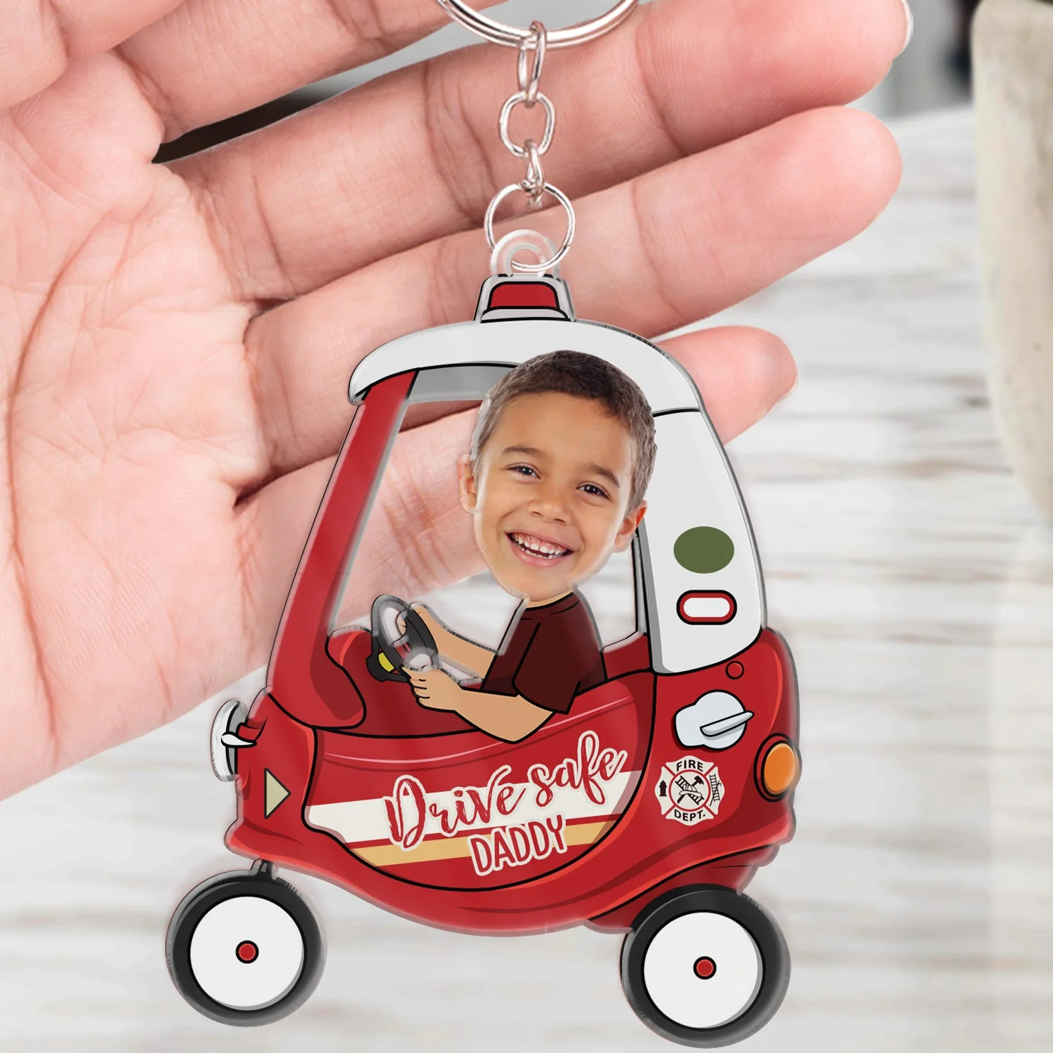 Custom Photo Drive Safe Daddy - Birthday, Loving Gift For Dad, Father, Papa, Grandpa - Personalized Acrylic Keychain - Image 5