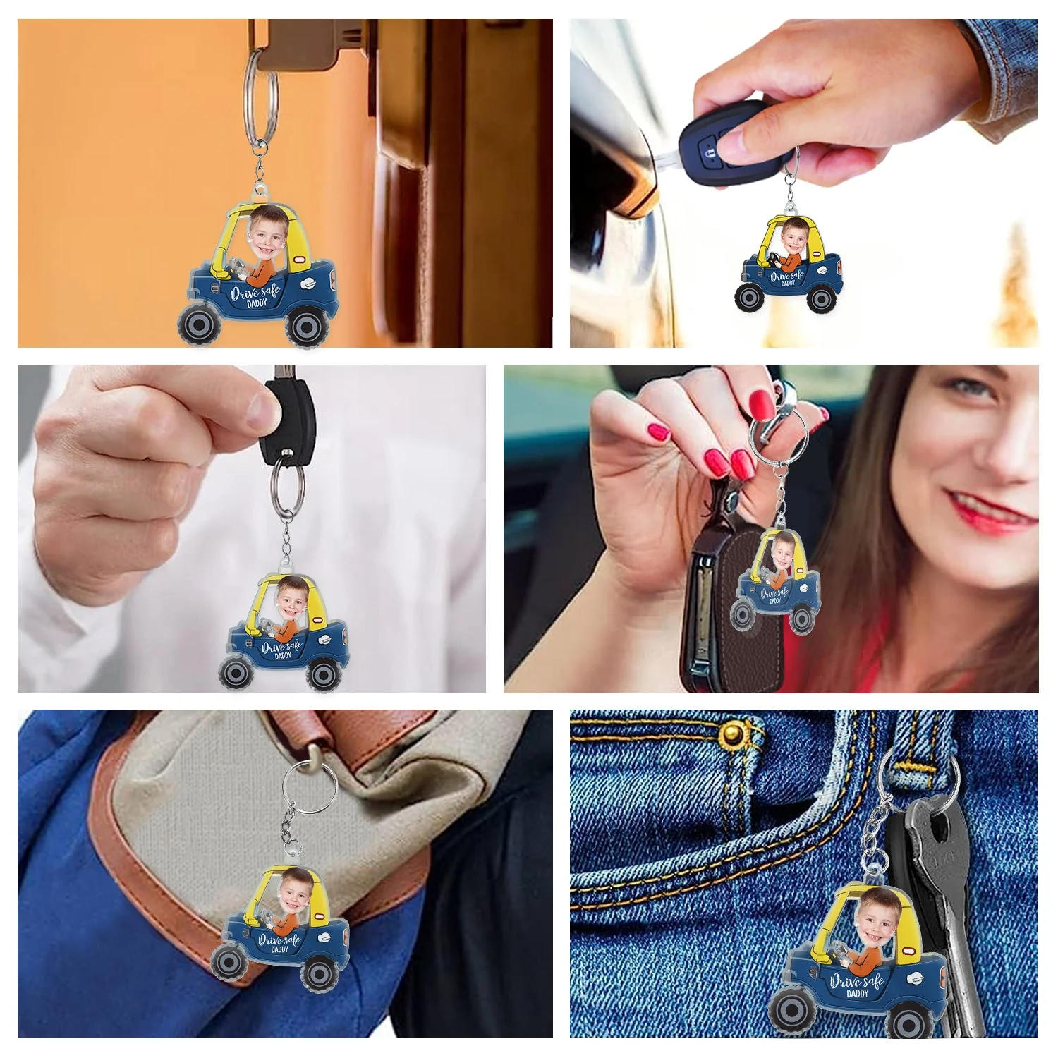 Custom Photo Drive Safe Daddy - Birthday, Loving Gift For Dad, Father, Papa, Grandpa - Personalized Acrylic Keychain - Image 7