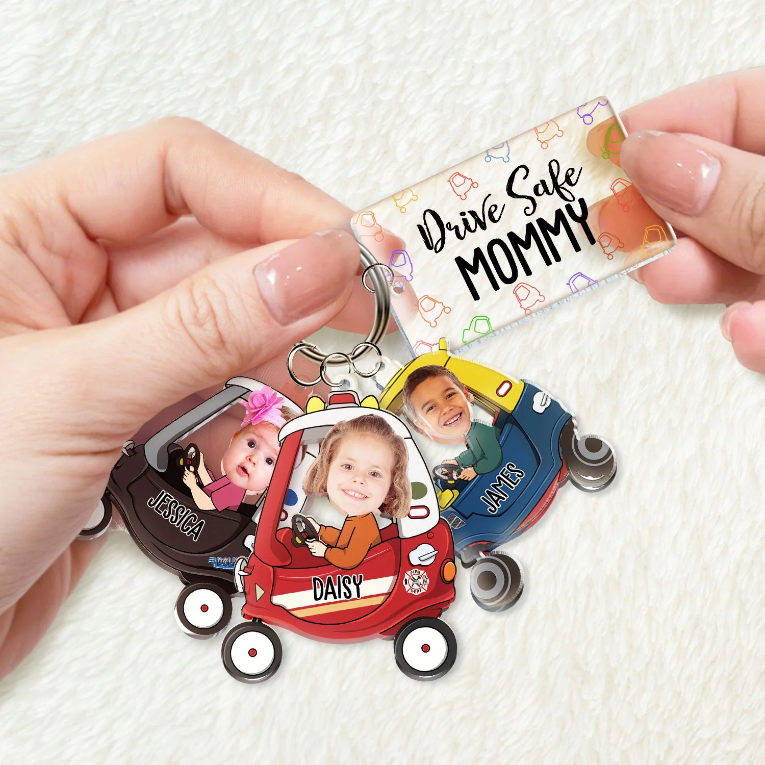 Custom Photo Drive Safe Daddy - Birthday, Loving Gift For Dad, Father, Papa, Grandpa - Personalized Acrylic Tag Keychain - Image 3