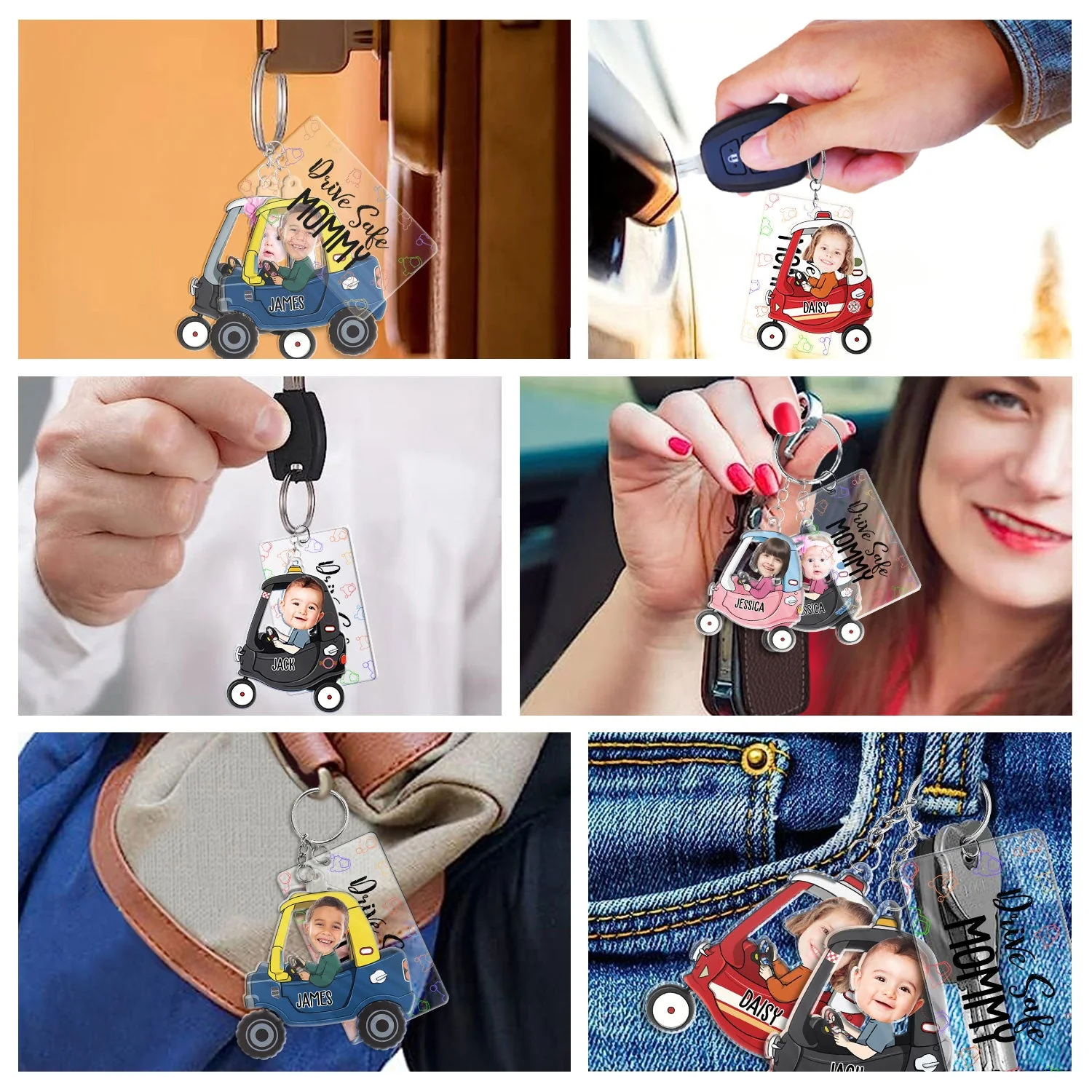 Custom Photo Drive Safe Daddy - Birthday, Loving Gift For Dad, Father, Papa, Grandpa - Personalized Acrylic Tag Keychain - Image 6