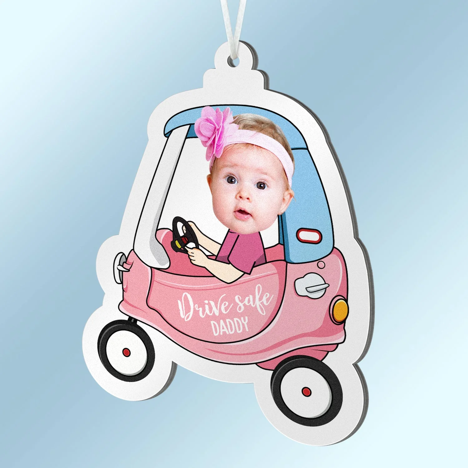 Custom Photo Drive Safe Daddy - Birthday, Loving Gift For Dad, Father, Papa, Grandpa - Personalized Photo Air Freshener - Image 3