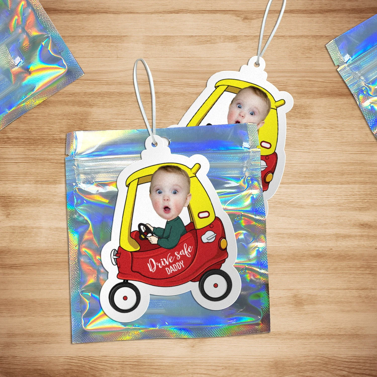 Custom Photo Drive Safe Daddy - Birthday, Loving Gift For Dad, Father, Papa, Grandpa - Personalized Photo Air Freshener - Image 6