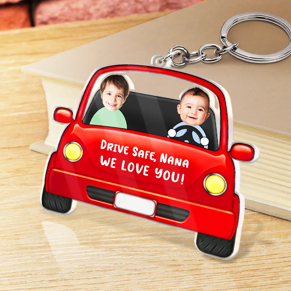 Custom Photo Drive Safe Daddy Funny Kids - Personalized Acrylic Keychain - Image 3