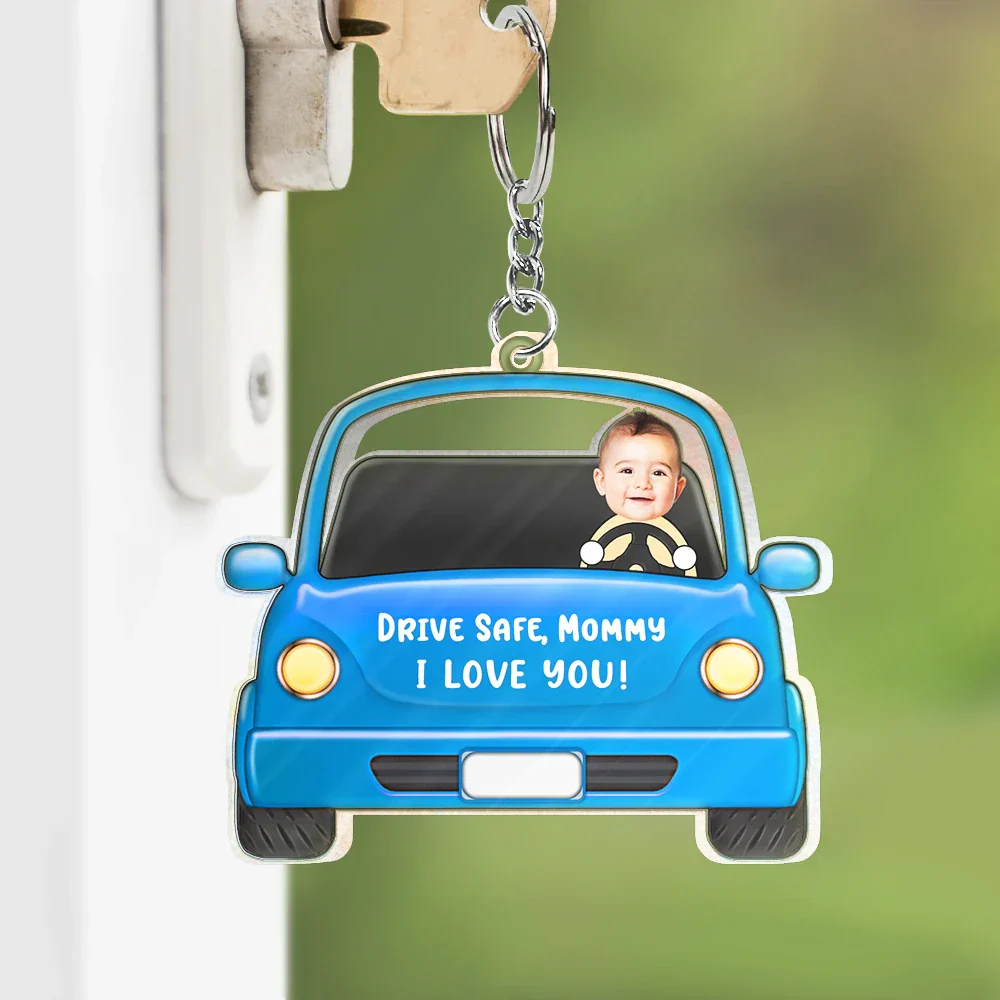 Custom Photo Drive Safe Daddy Funny Kids - Personalized Acrylic Keychain - Image 4