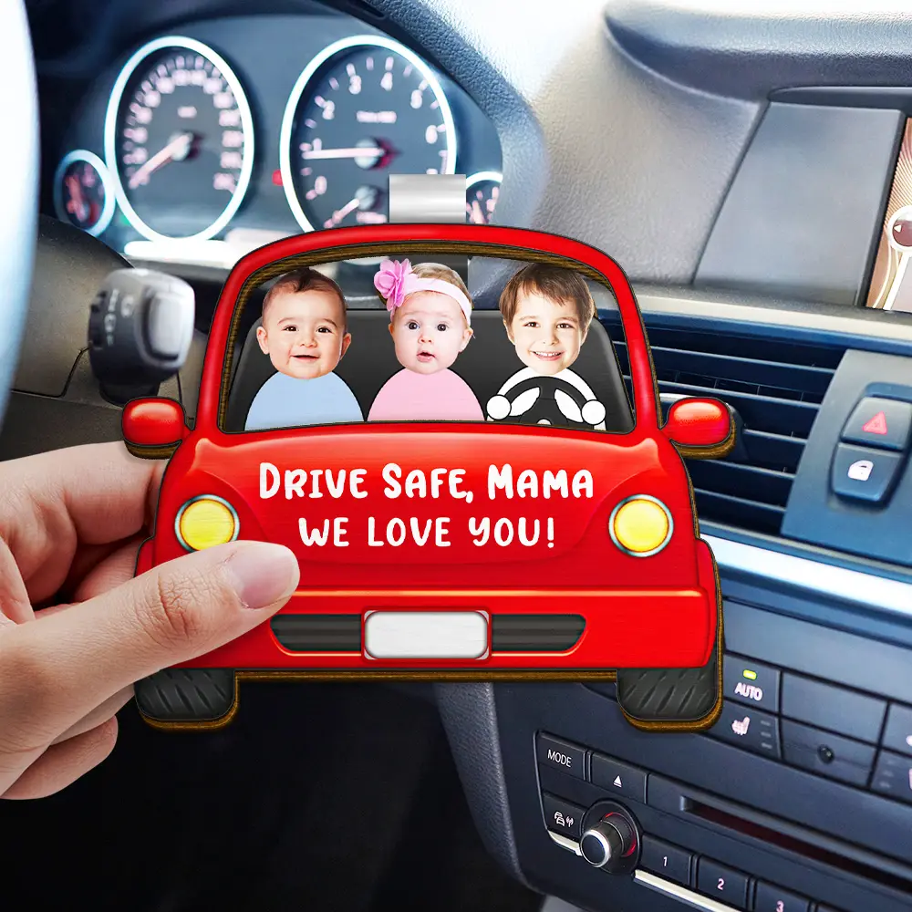 Custom Photo Drive Safe Daddy Funny Kids - Personalized Custom Shaped Car Visor Clip - Image 4