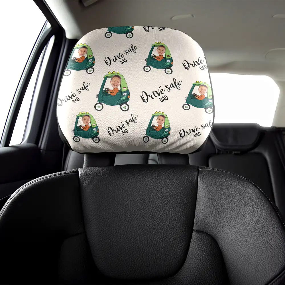 Custom Photo Drive Safe Daddy Grandpa Fun Little Kid - Personalized Car Headrest Covers - Image 6