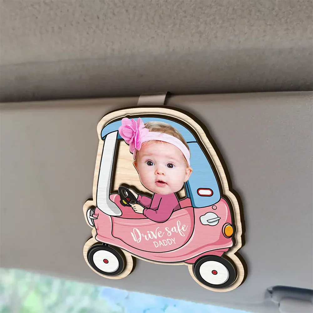 Custom Photo Drive Safe Daddy - Personalized Custom Shaped Car Visor Clip - Image 3