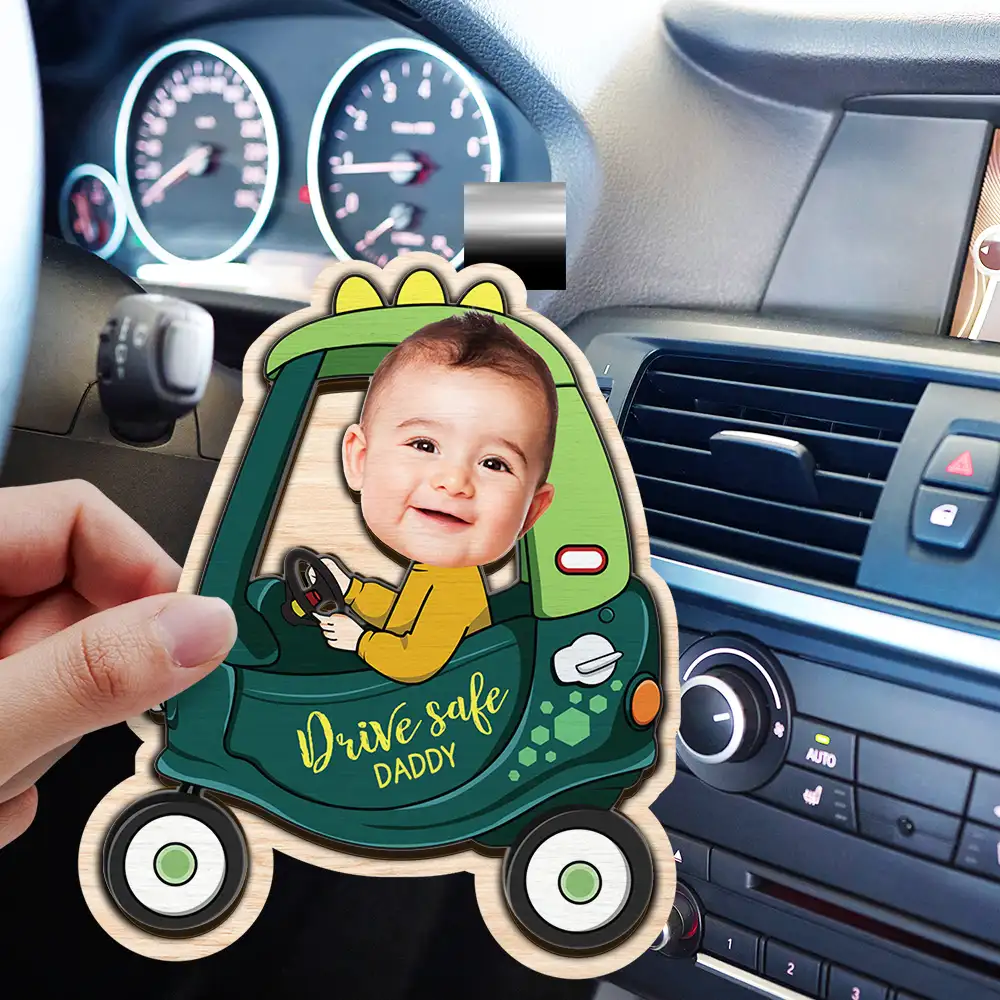 Custom Photo Drive Safe Daddy - Personalized Custom Shaped Car Visor Clip - Image 4