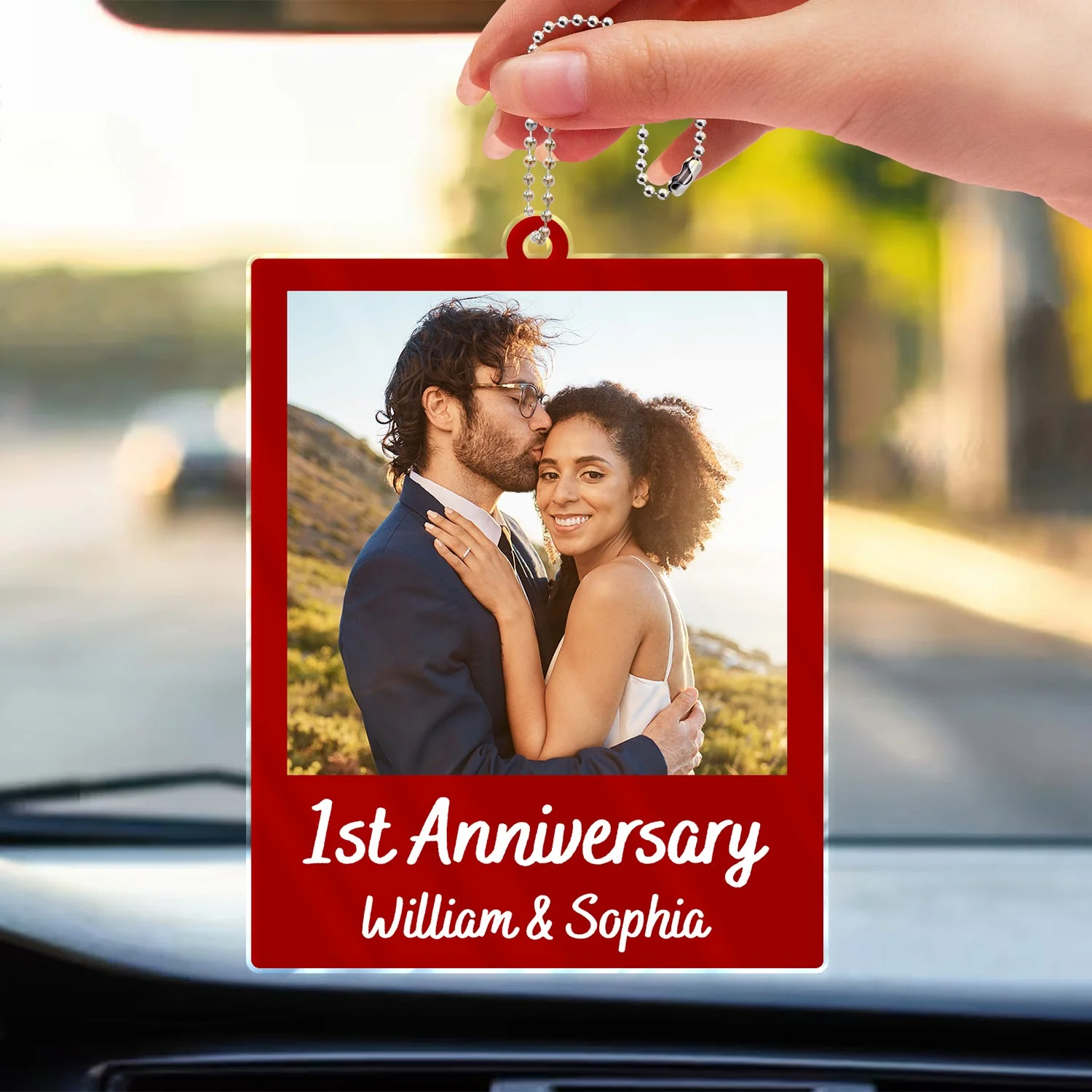Custom Photo Drive Safe - Gift For Couples, Besties, Dad, Mom, Family - Personalized Acrylic Car Hanger - Image 3