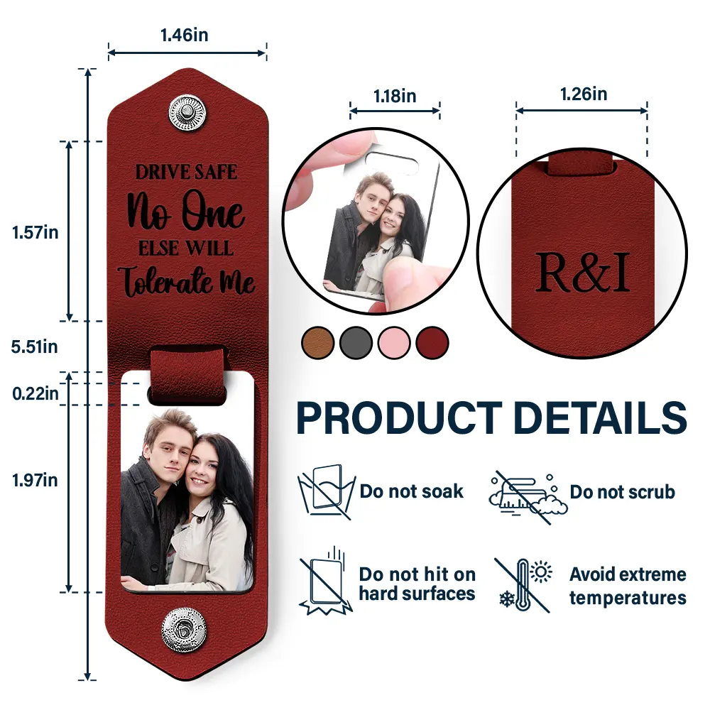 Custom Photo Drive Safe - Gift For Couples - Personalized Leather Photo Keychain - Image 4