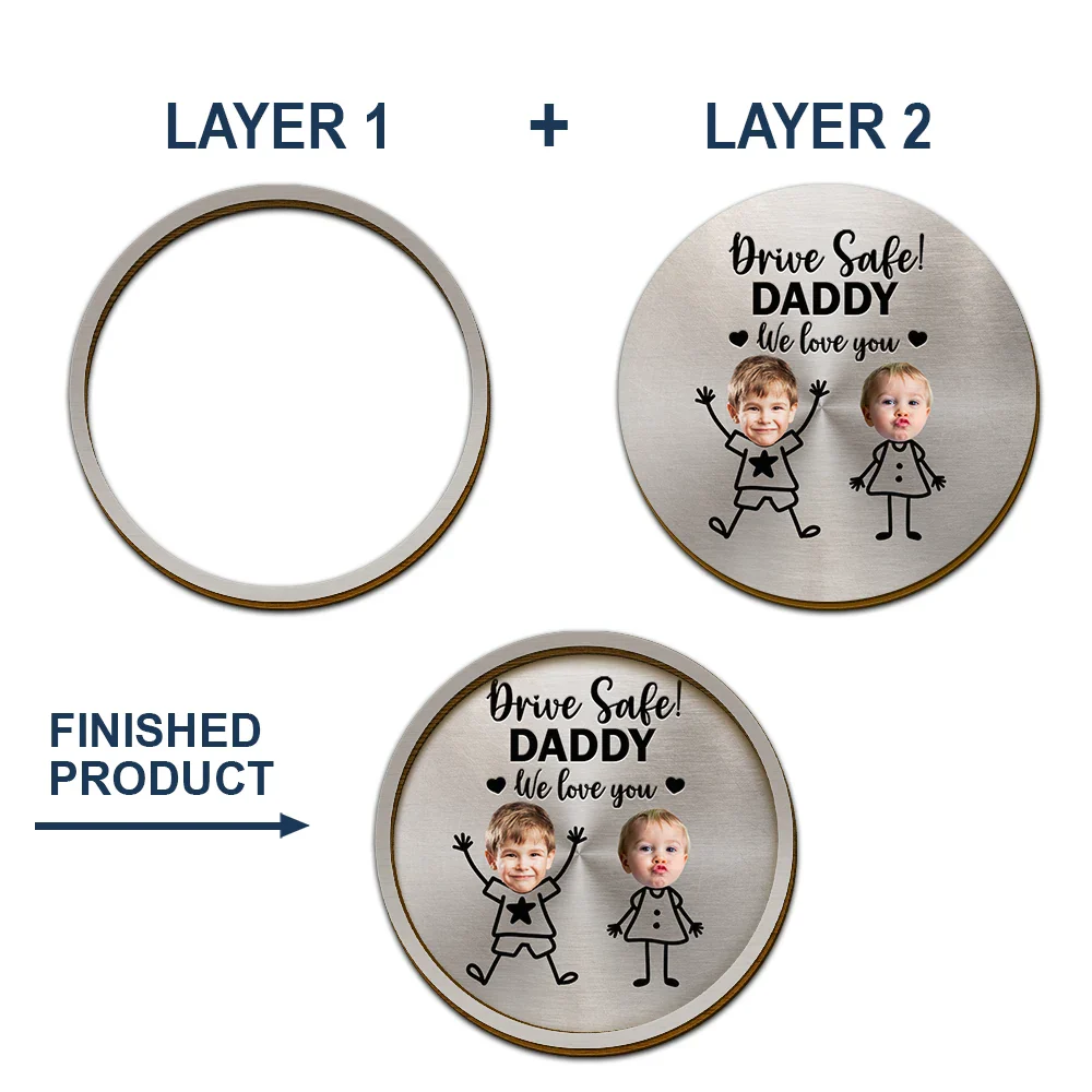 Custom Photo Drive Safe Grandpa Daddy Kid Stick Figures - Personalized Custom Shaped Car Visor Clip - Image 6