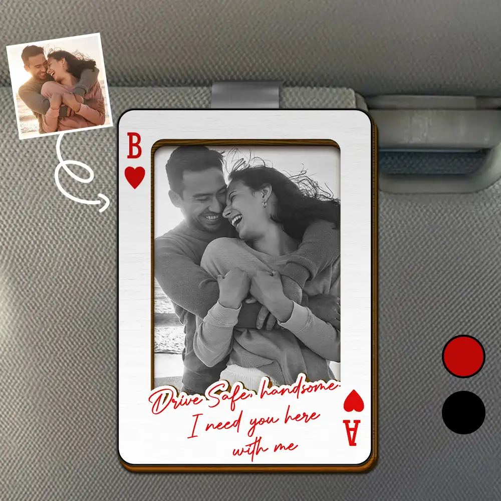 Custom Photo Drive Safe Handsome Playing Card - Personalised Custom Shaped Car Visor Clip - Image 2