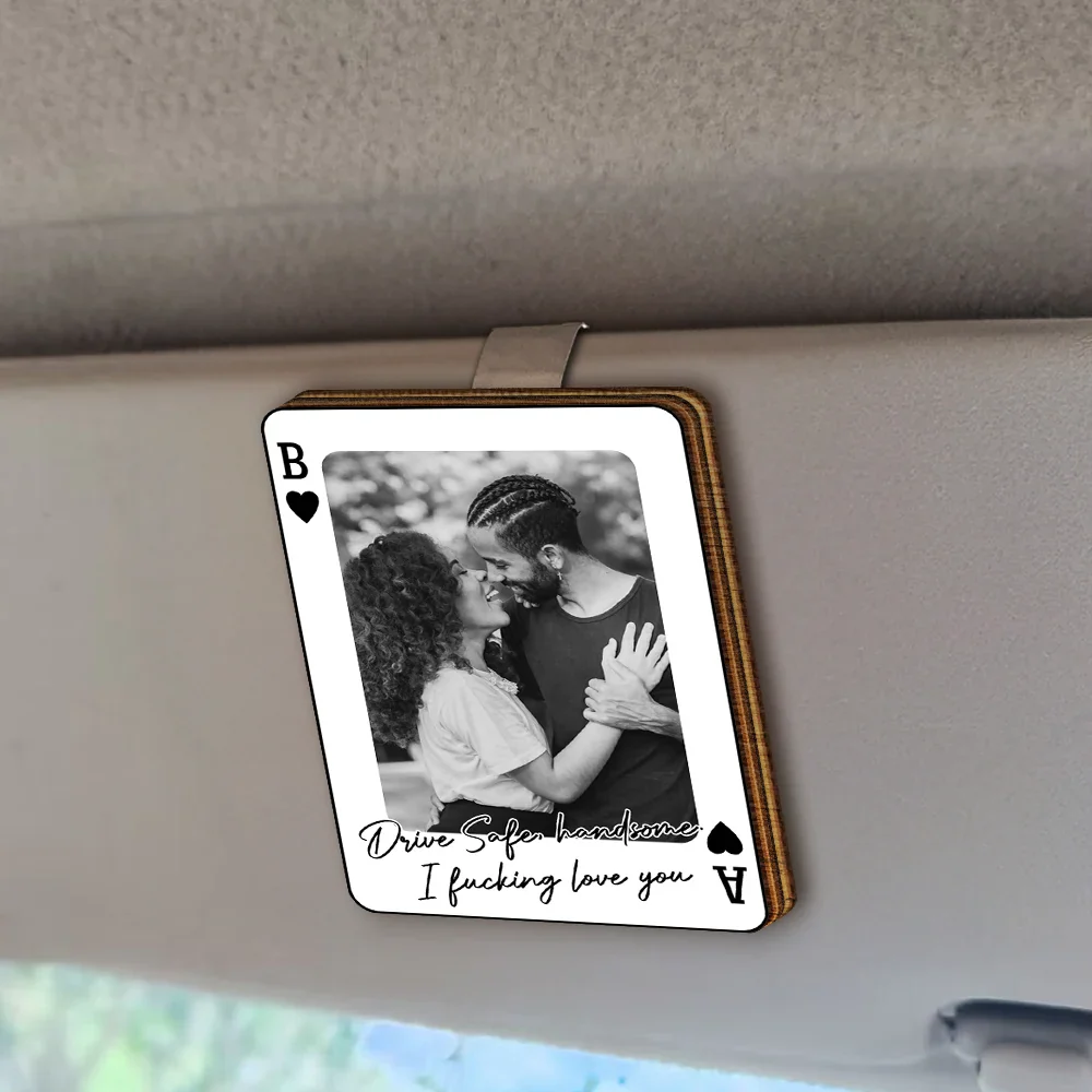 Custom Photo Drive Safe Handsome Playing Card - Personalised Custom Shaped Car Visor Clip - Image 3
