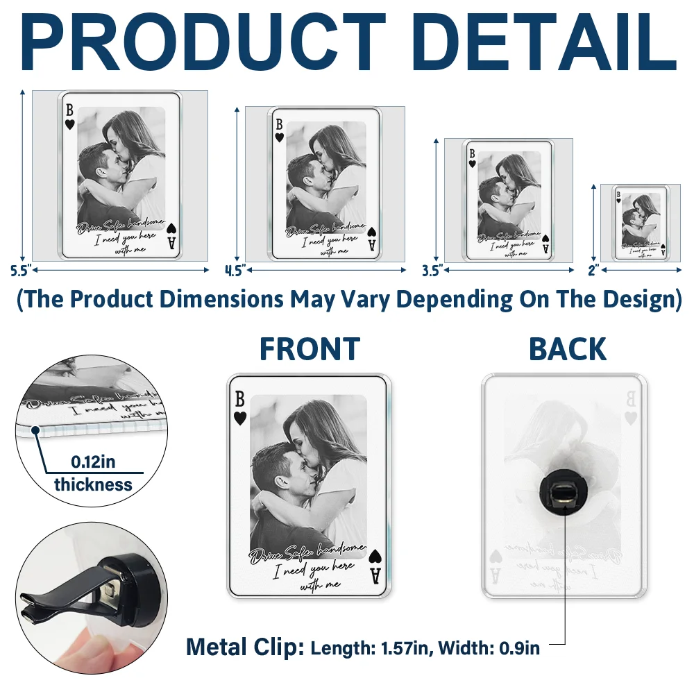 Custom Photo Drive Safe Handsome Playing Card - Personalized Acrylic Car Vent Clip - Image 5