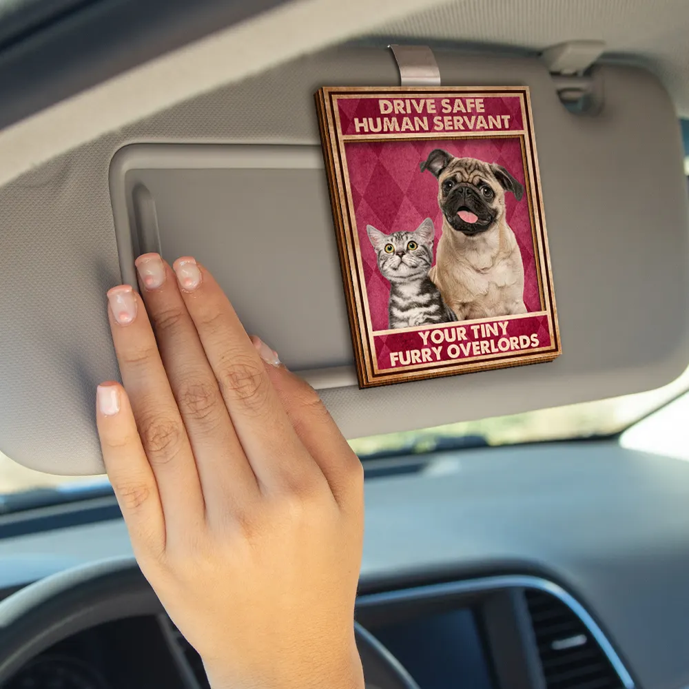 Custom Photo Drive Safe Human Servant Vintage - Personalized Custom Shaped Car Visor Clip - Image 5