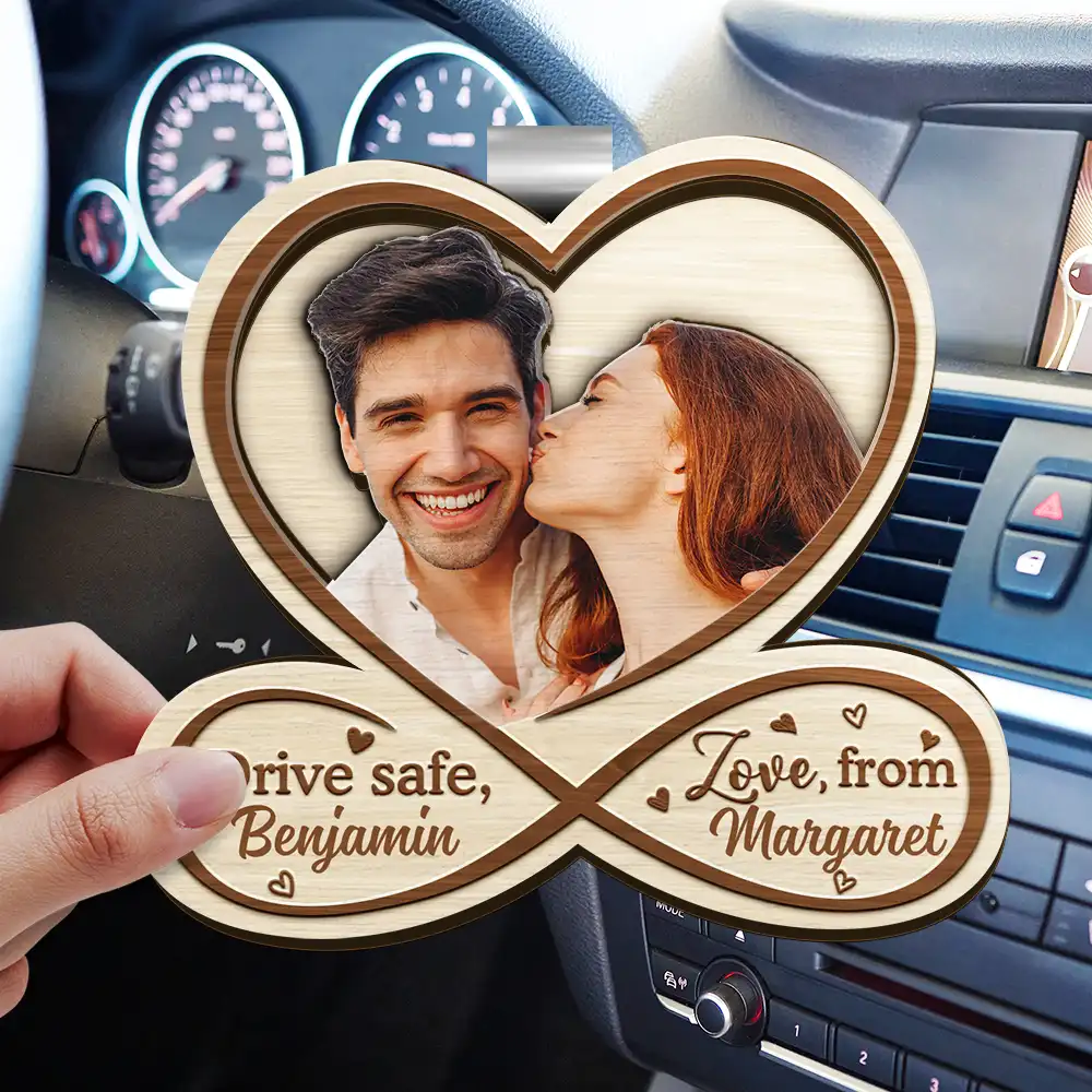Custom Photo Drive Safe Husband Love From Wife - Personalized Custom Shaped Car Visor Clip - Image 4
