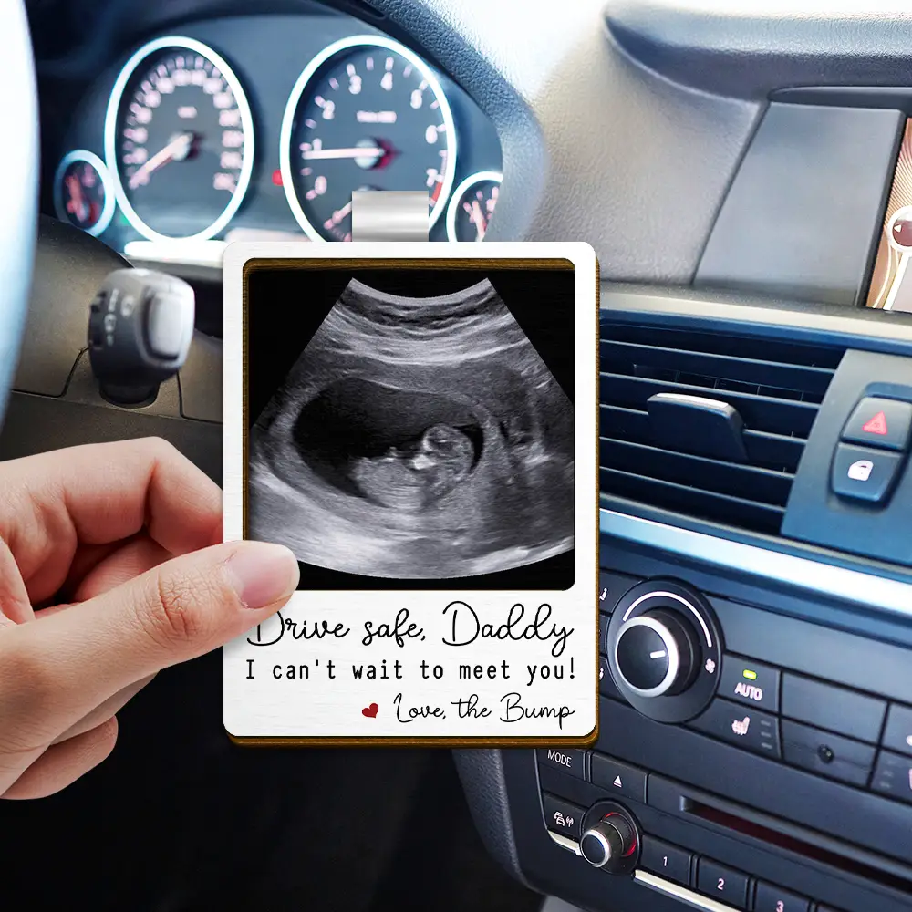 Custom Photo Drive Safe I Can't Wait To Meet You - Personalized Custom Shaped Car Visor Clip - Image 3