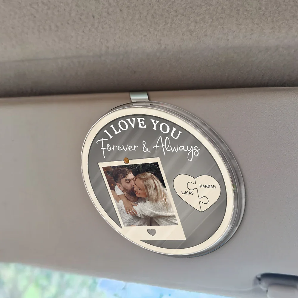 Custom Photo Drive Safe I Love You Couple - Personalized Custom Shaped Acrylic Car Visor Clip - Image 2
