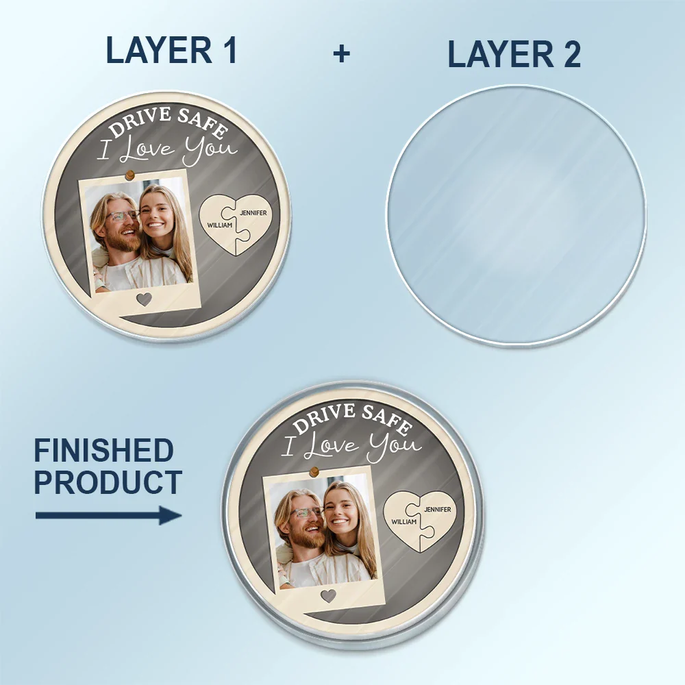 Custom Photo Drive Safe I Love You Couple - Personalized Custom Shaped Acrylic Car Visor Clip - Image 5