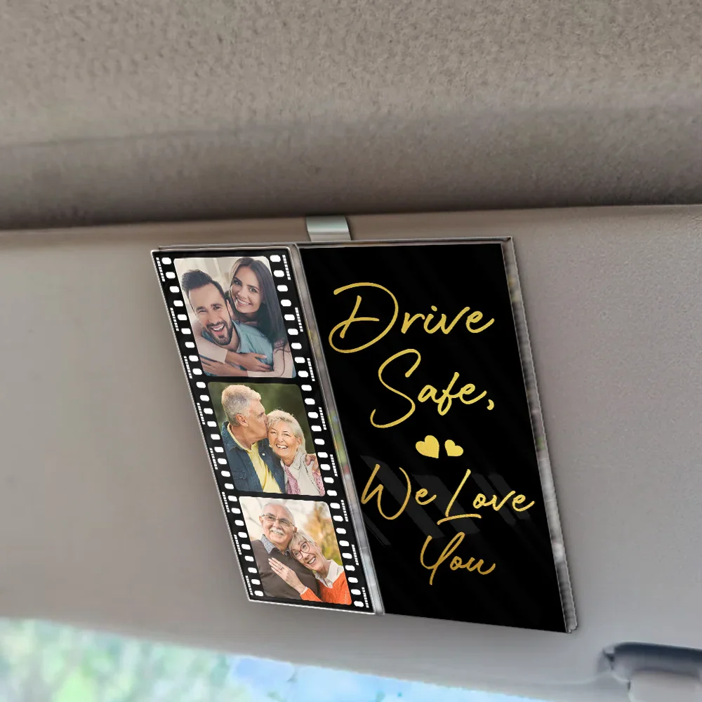 Custom Photo Drive Safe I Love You Couples Black Film Roll - Personalized Custom Shaped Acrylic Car Visor Clip - Image 2